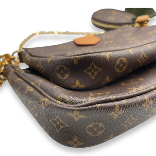 Monogram Multi Pochette Brown Shoulder Bag in Canvas, Gold hardware