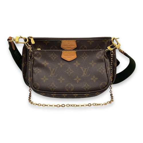 Monogram Multi Pochette Brown Shoulder Bag in Canvas, Gold hardware