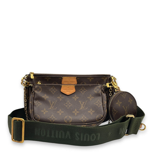 Monogram Multi Pochette Brown Shoulder Bag in Canvas, Gold hardware
