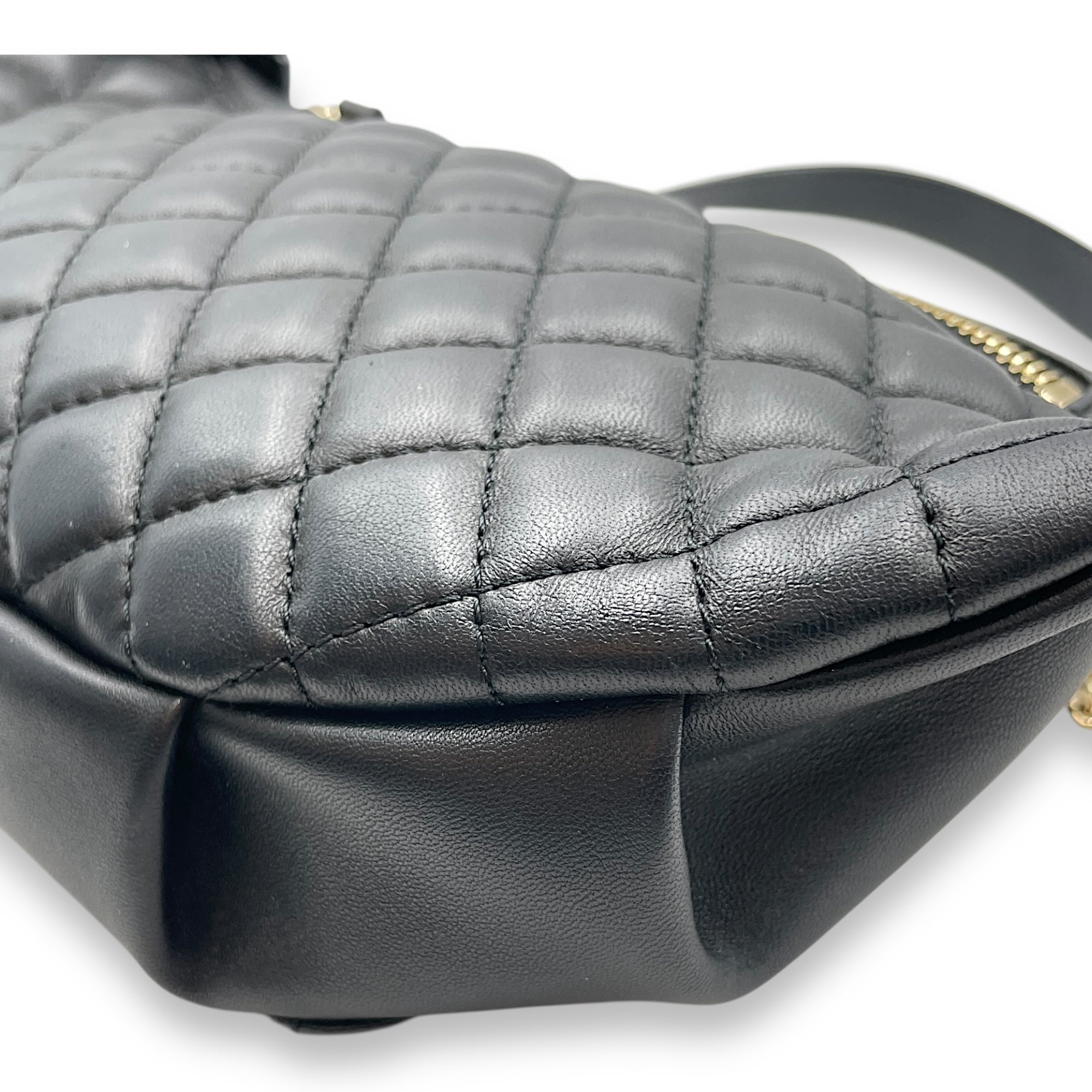 Quilted CC Black Bumbag in Lambskin, Gold hardware