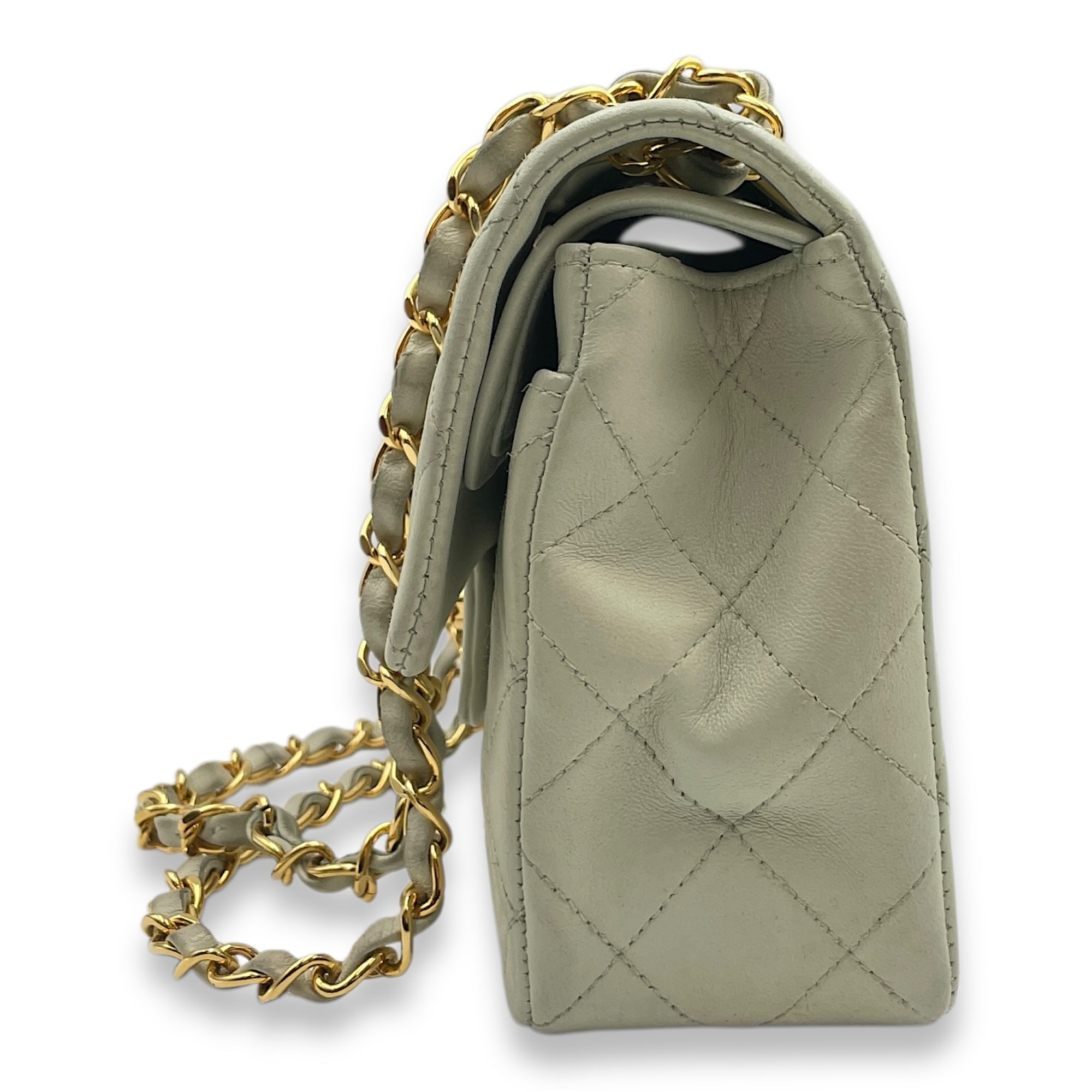 Vintage Classic Small Mint Double Flap Bag in Lambskin, Gold hardware