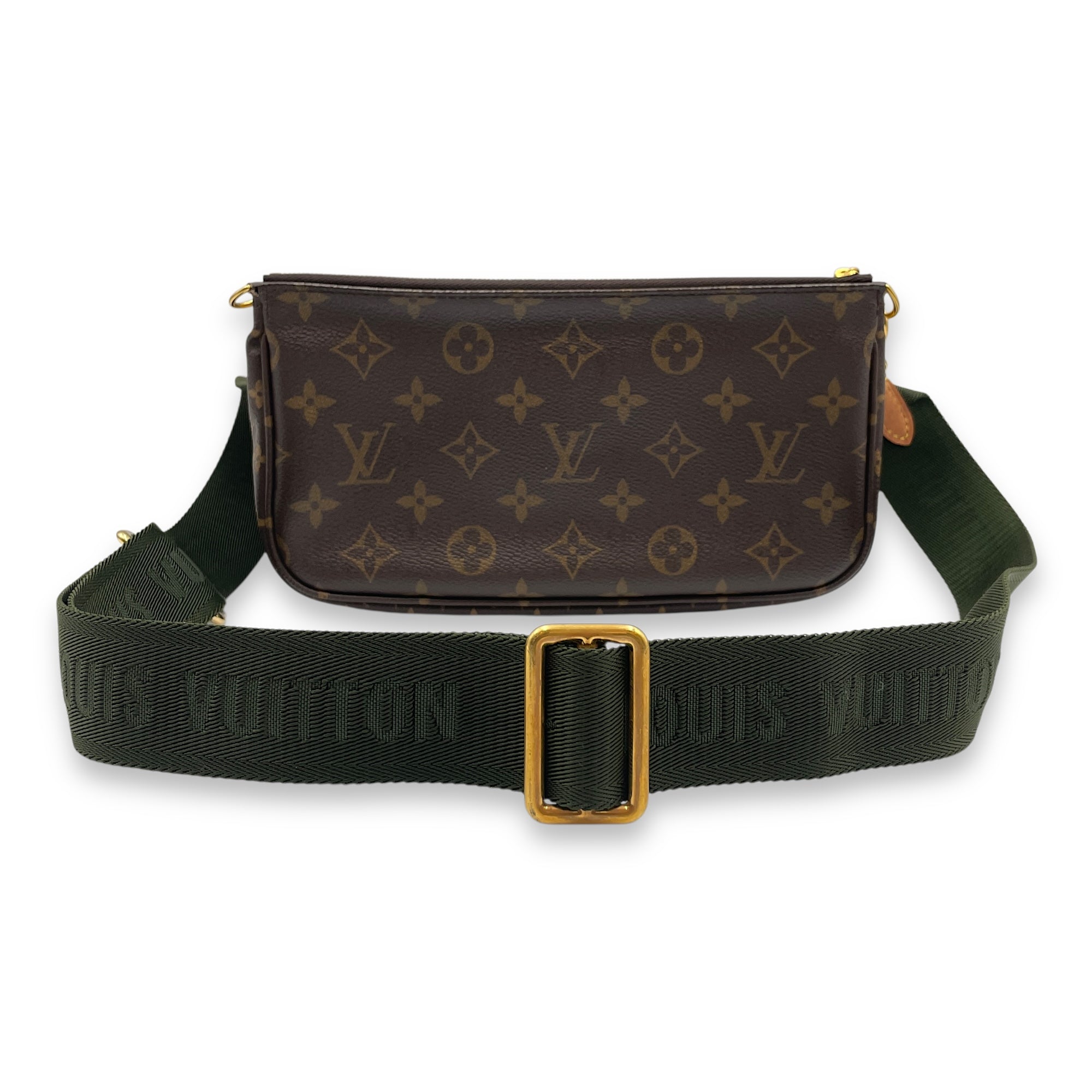 Monogram Multi Pochette Brown Shoulder Bag in Canvas, Gold hardware