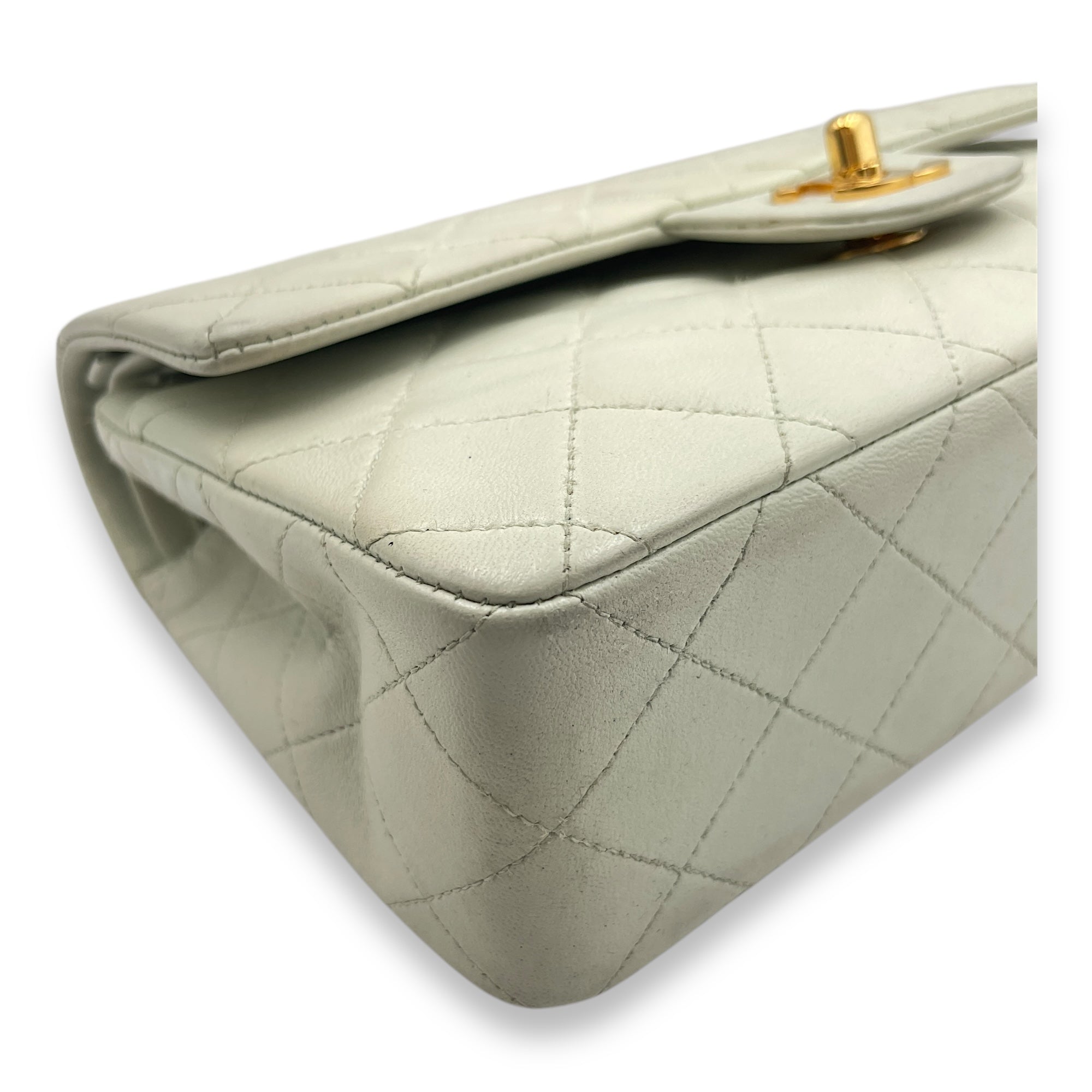 Vintage Classic Small Mint Double Flap Bag in Lambskin, Gold hardware