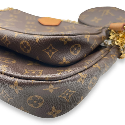 Monogram Multi Pochette Brown Shoulder Bag in Canvas, Gold hardware