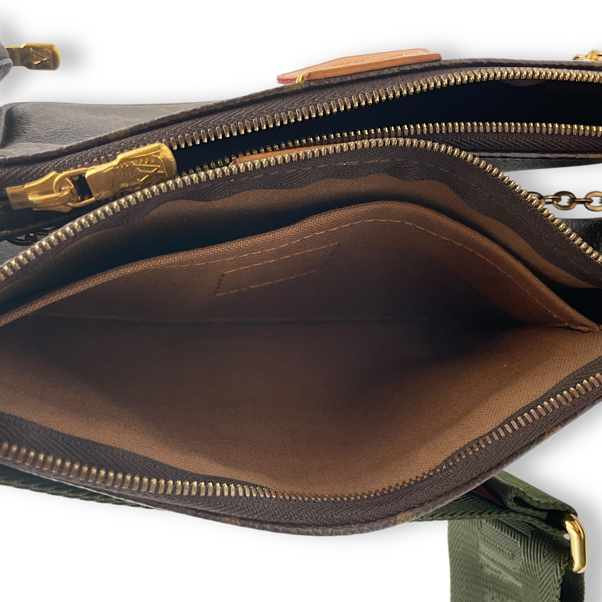 Monogram Multi Pochette Brown Shoulder Bag in Canvas, Gold hardware