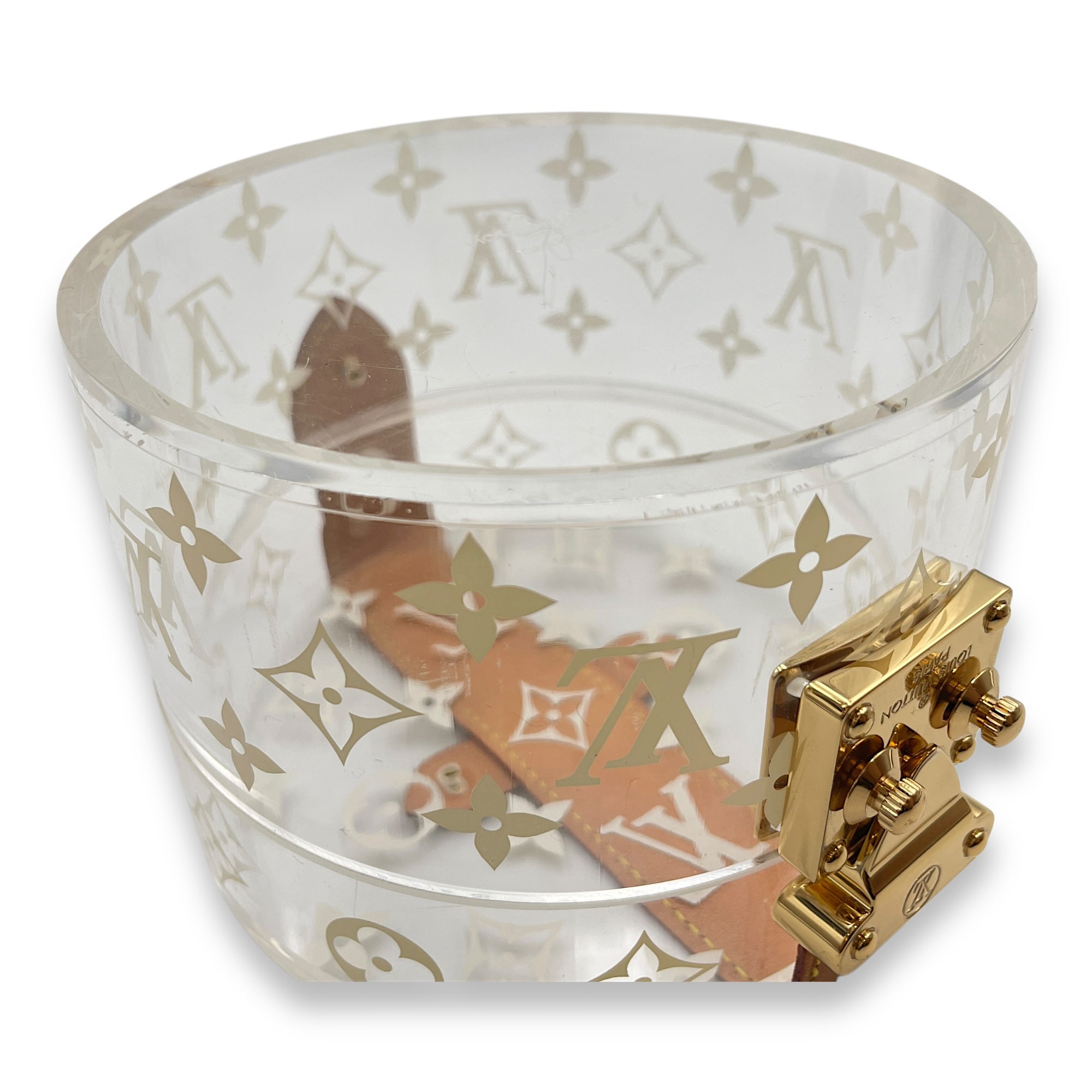 Monogram Scott Box Case in Calfskin/Plexiglass, Gold hardware