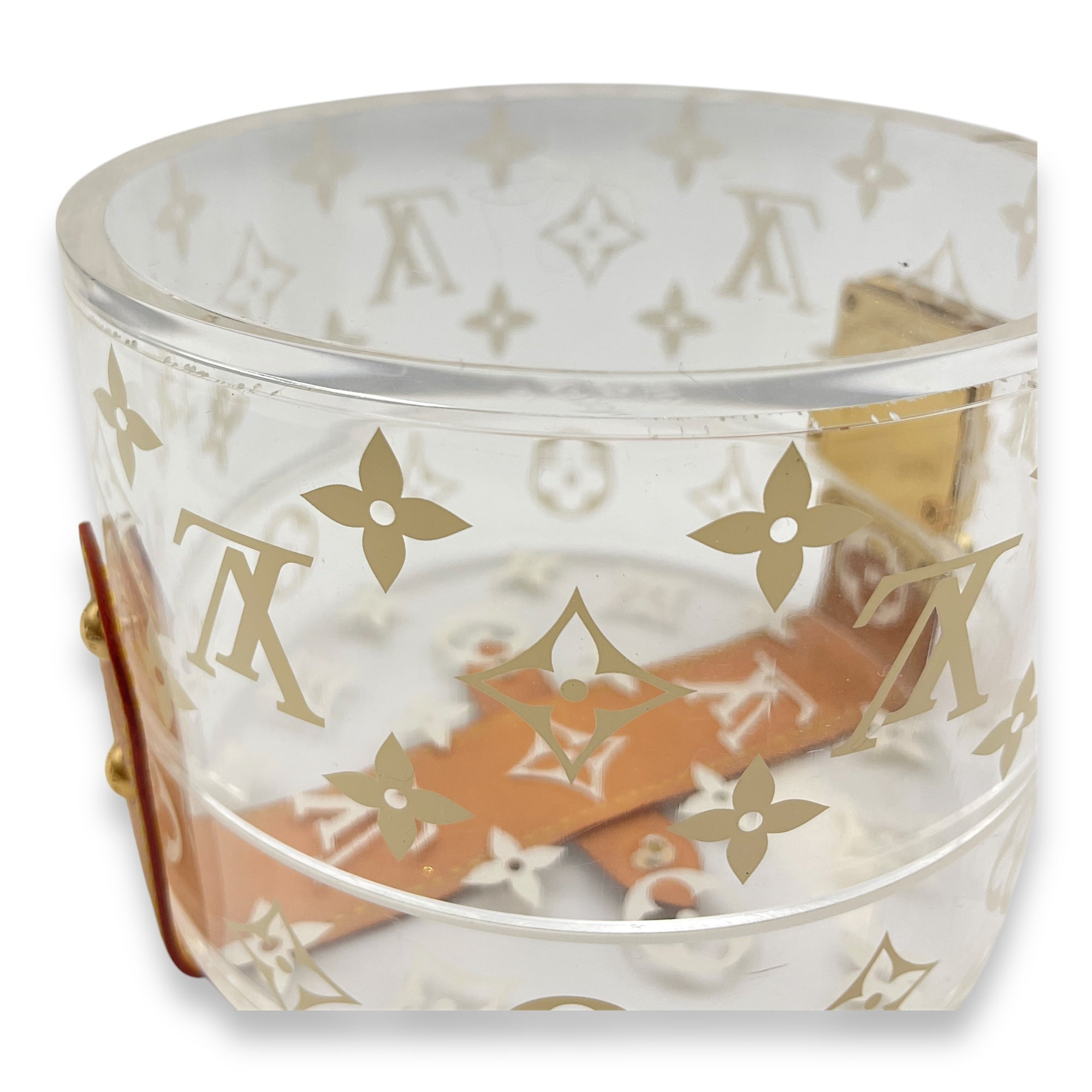 Monogram Scott Box Case in Calfskin/Plexiglass, Gold hardware