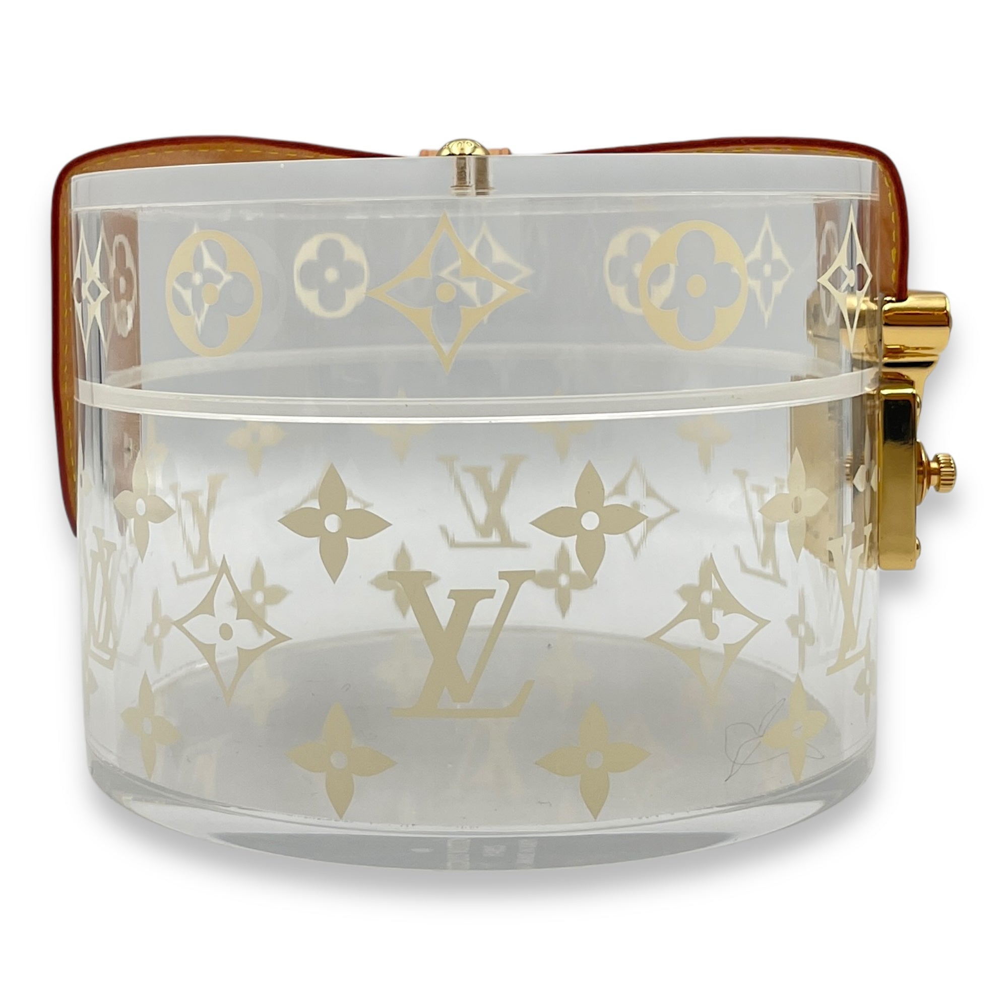 Monogram Scott Box Case in Calfskin/Plexiglass, Gold hardware