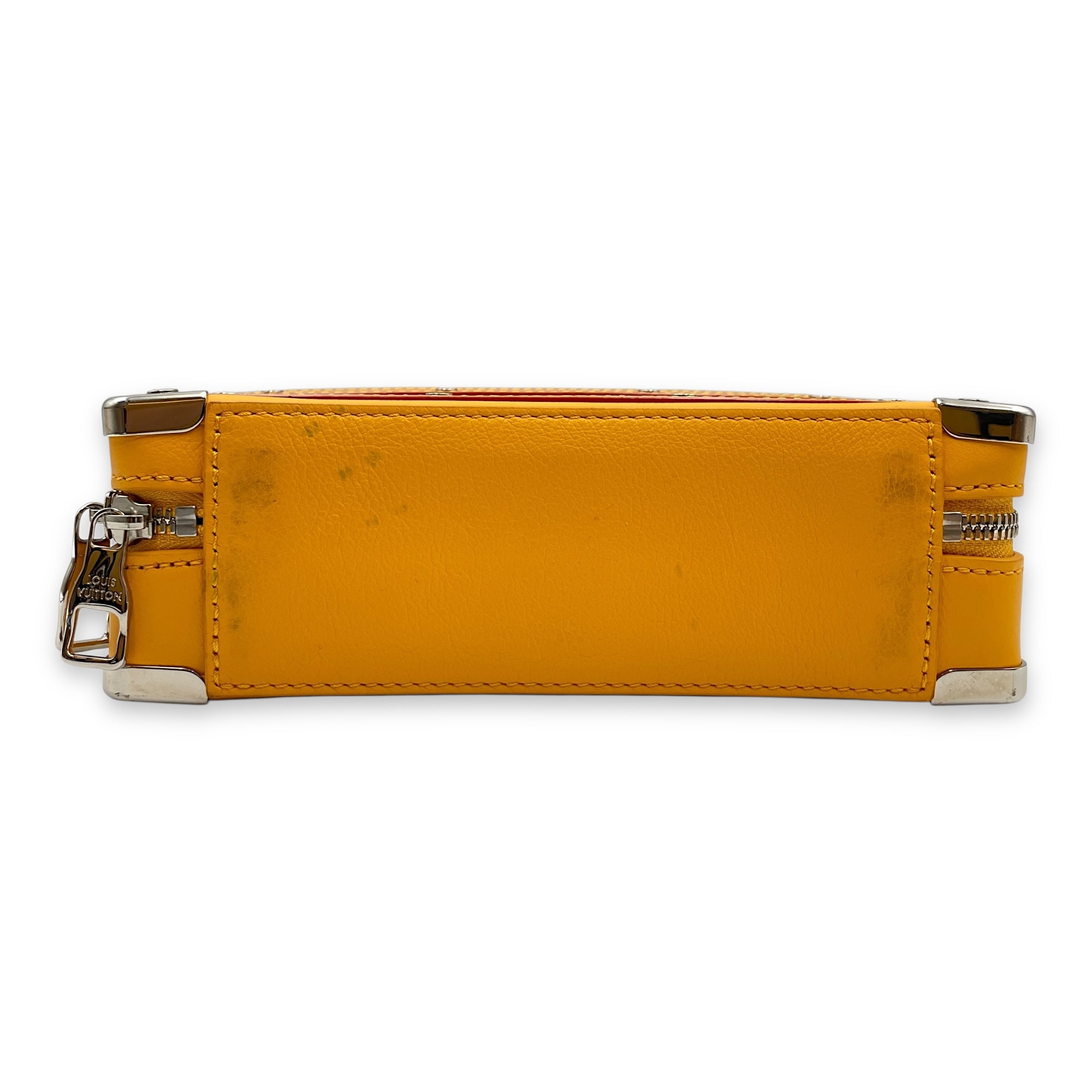 Virgil Handle Saffron Soft Trunk in Calfskin, Silver hardware