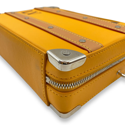 Virgil Handle Saffron Soft Trunk in Calfskin, Silver hardware