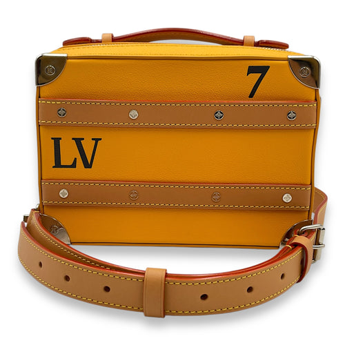 Virgil Handle Saffron Soft Trunk in Calfskin, Silver hardware