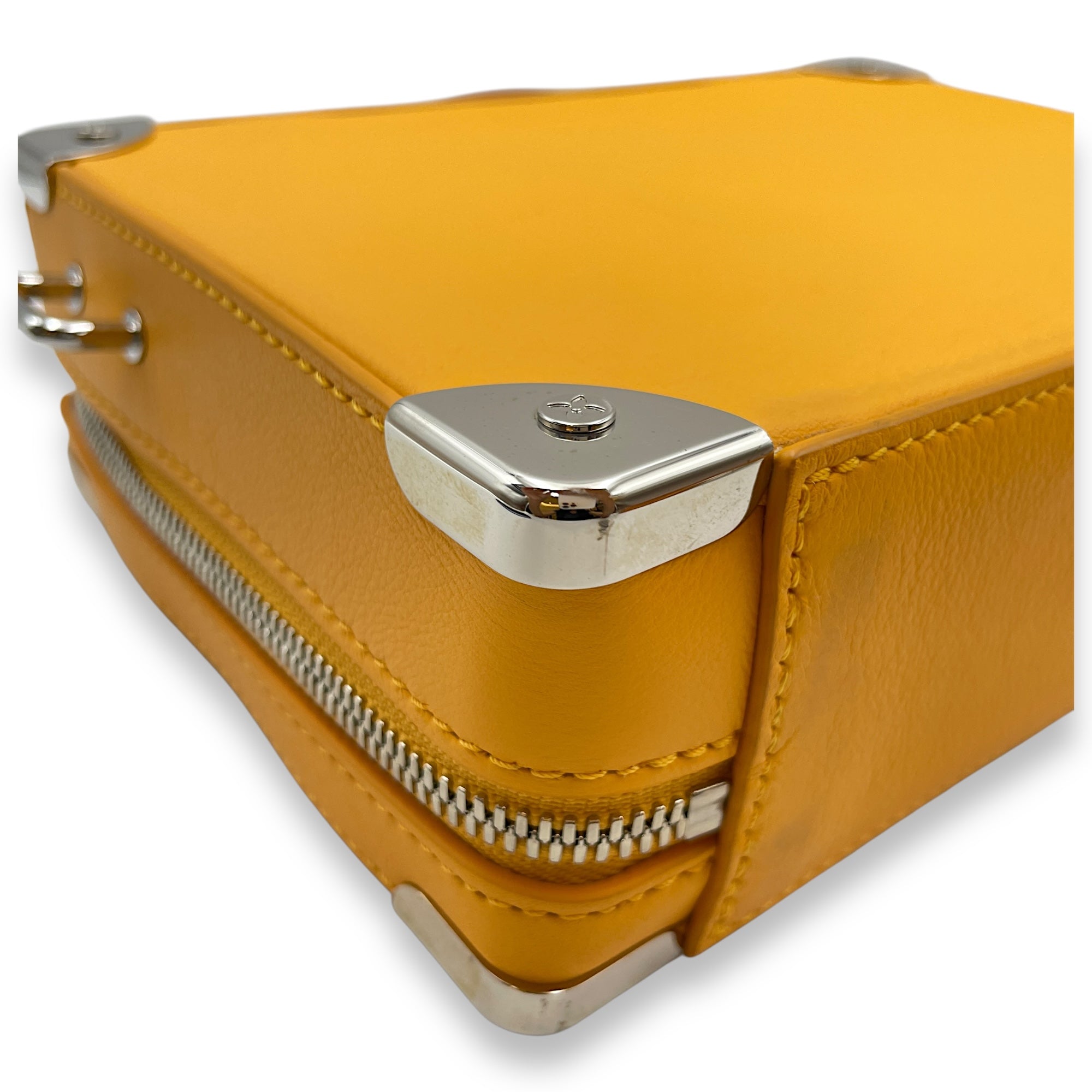 Virgil Handle Saffron Soft Trunk in Calfskin, Silver hardware