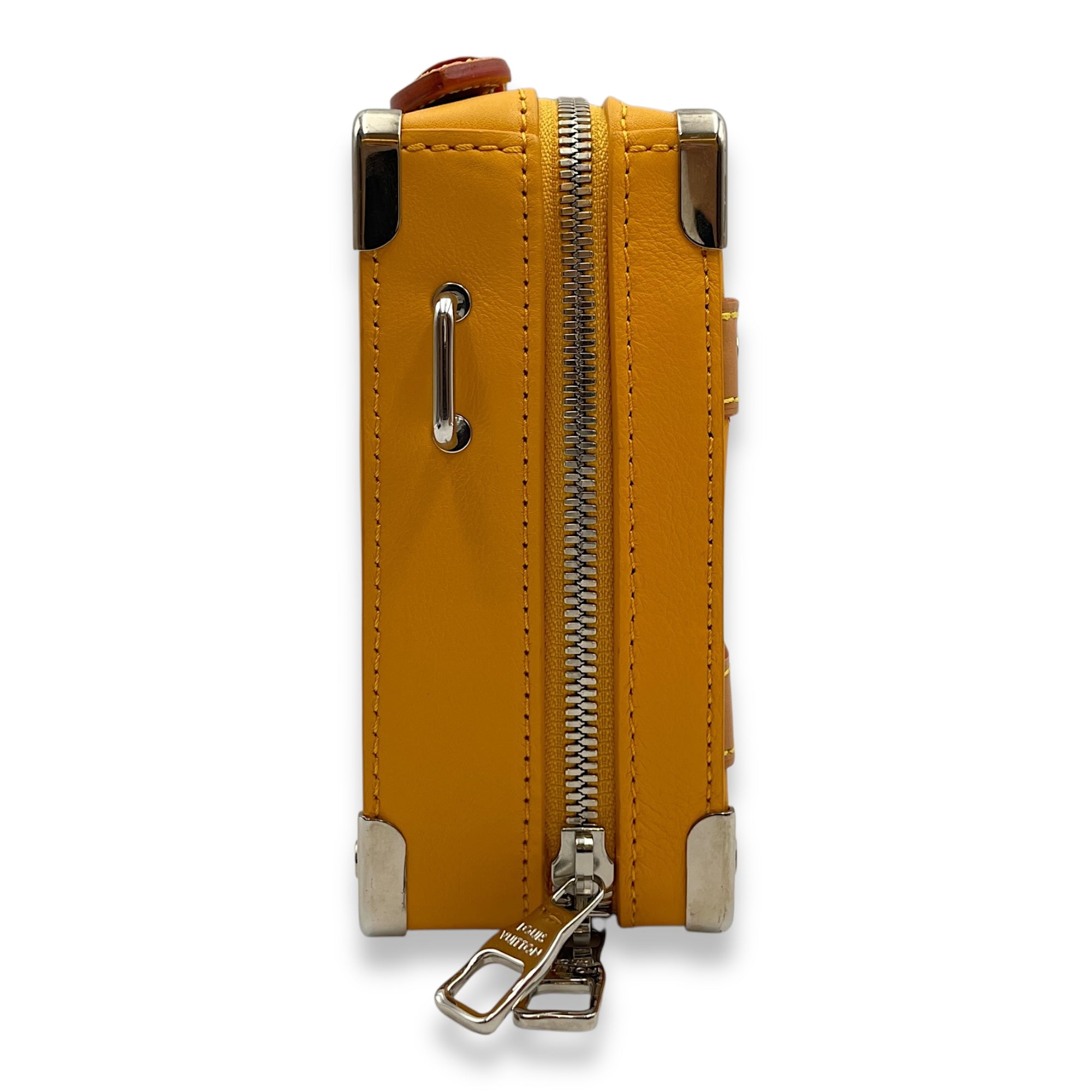 Virgil Handle Saffron Soft Trunk in Calfskin, Silver hardware