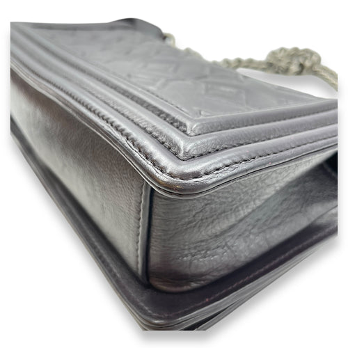 Le Boy Medium Purple Shoulder Bag in Calfskin, Ruthenium hardware