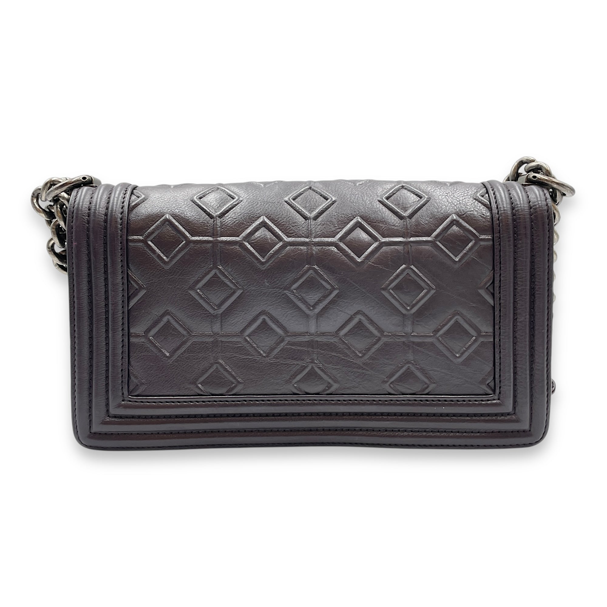 Le Boy Medium Purple Shoulder Bag in Calfskin, Ruthenium hardware