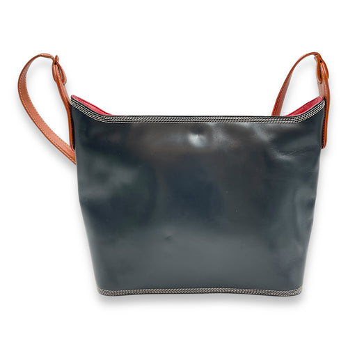 Vintage Black/Brown Crossbody Bag in Calfskin, Gold hardware