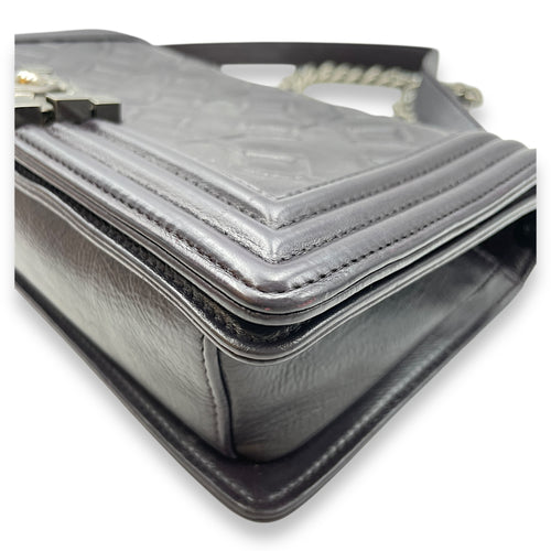 Le Boy Medium Purple Shoulder Bag in Calfskin, Ruthenium hardware