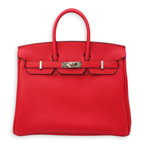 Birkin 25 Rouge Radieux in Togo, Palladium hardware