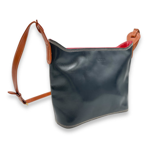 Vintage Black/Brown Crossbody Bag in Calfskin, Gold hardware