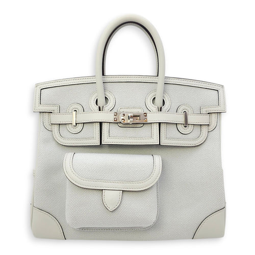 Cargo Birkin 25 Gris Platine in Swift/Toile, Palladium hardware