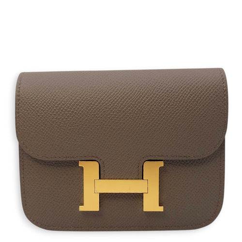 Constance Slim Etain Wallet in Epsom, Gold hardware