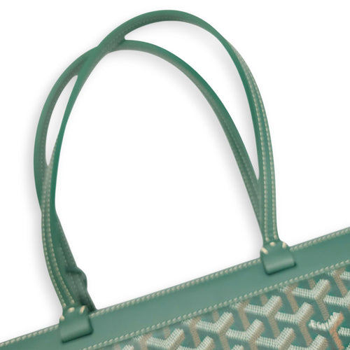 Goyardine Bellechasse PM Green Tote Bag in Canvas, Silver hardware