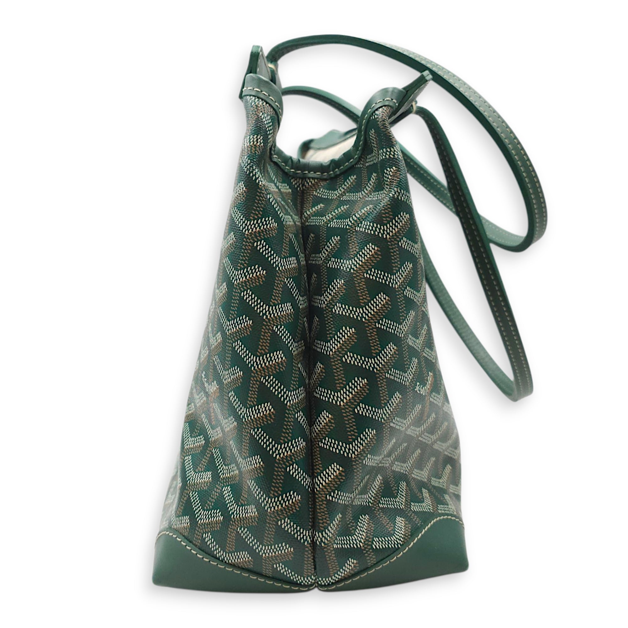 Goyardine Bellechasse PM Green Tote Bag in Canvas, Silver hardware