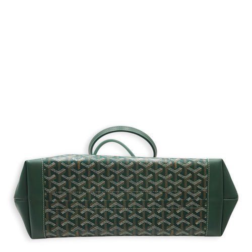Goyardine Bellechasse PM Green Tote Bag in Canvas, Silver hardware