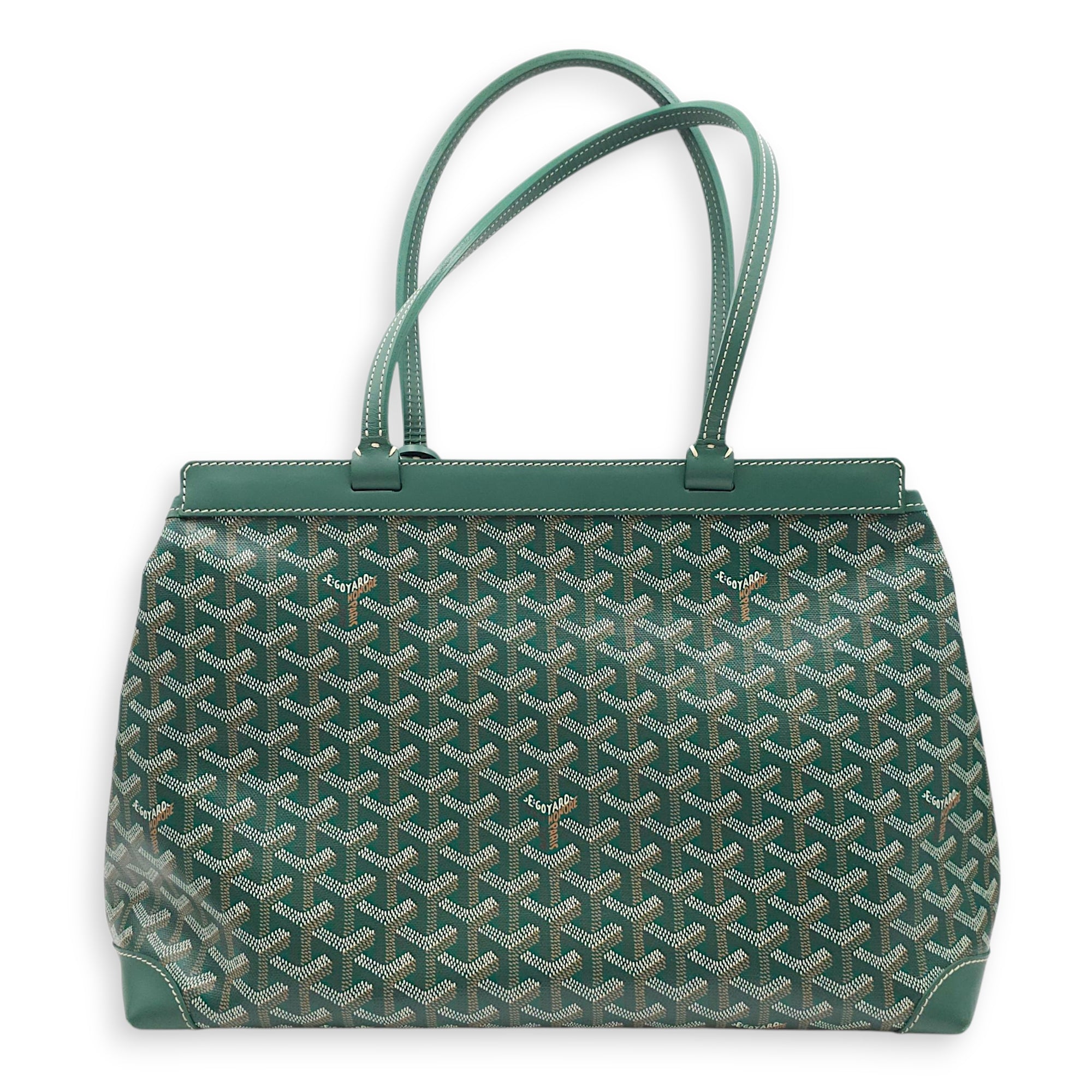 Goyardine Bellechasse PM Green Tote Bag in Canvas, Silver hardware