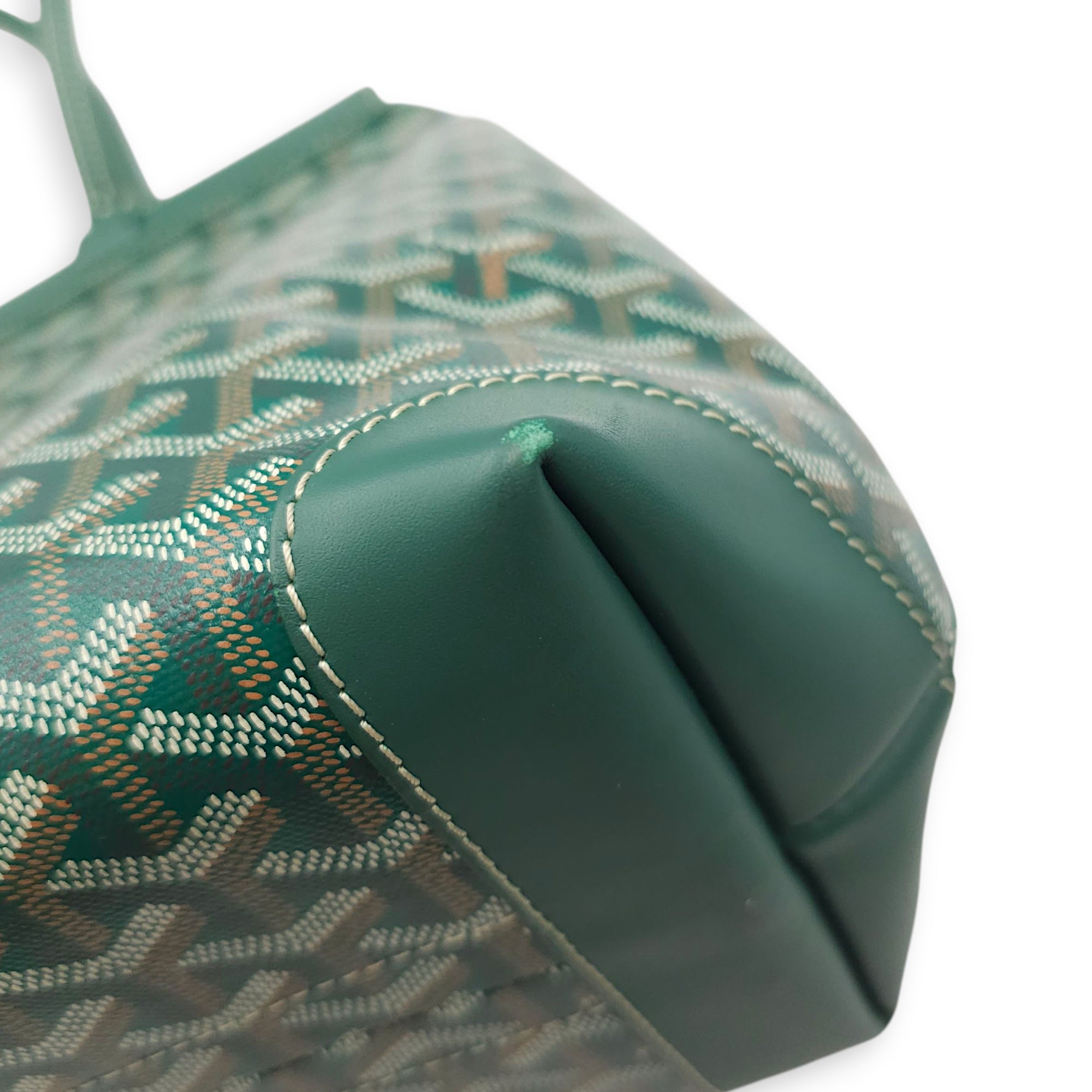 Goyardine Bellechasse PM Green Tote Bag in Canvas, Silver hardware