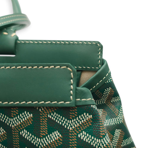 Goyardine Bellechasse PM Green Tote Bag in Canvas, Silver hardware