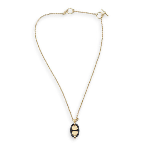 Mini Maillon Small Model Black Pendant, Gold hardware