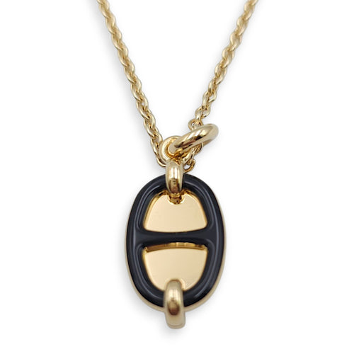 Mini Maillon Small Model Black Pendant, Gold hardware