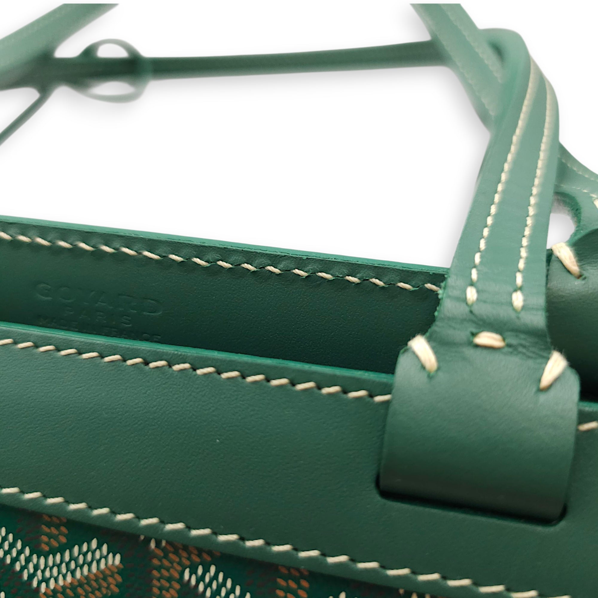 Goyardine Bellechasse PM Green Tote Bag in Canvas, Silver hardware