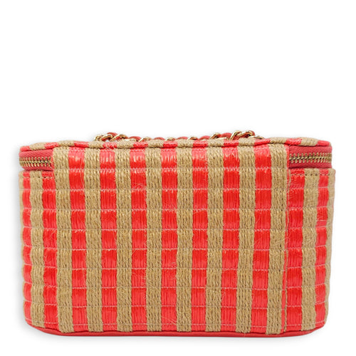 CC Multi-Color Vanity Bag in Raffia, Gold hardware