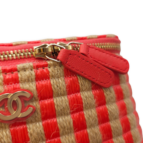 CC Multi-Color Vanity Bag in Raffia, Gold hardware