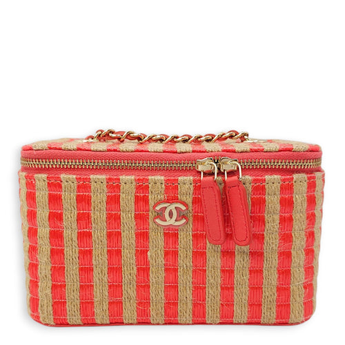 CC Multi-Color Vanity Bag in Raffia, Gold hardware