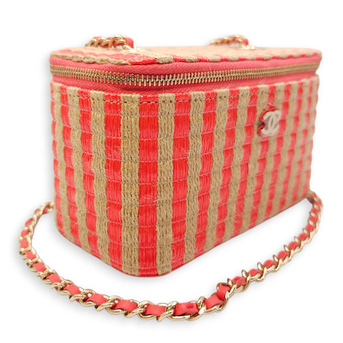 CC Multi-Color Vanity Bag in Raffia, Gold hardware