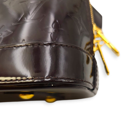 Alma BB Amarante Shoulder Bag in Monogram Vernis Leather, Gold hardware