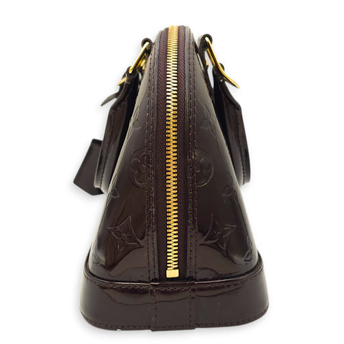 Alma BB Amarante Shoulder Bag in Monogram Vernis Leather, Gold hardware