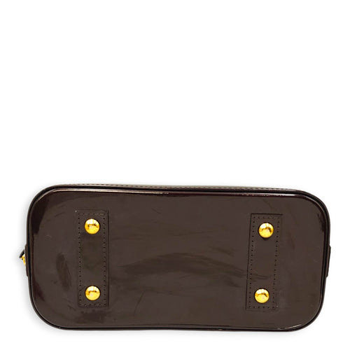 Alma BB Amarante Shoulder Bag in Monogram Vernis Leather, Gold hardware