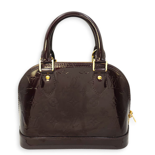 Alma BB Amarante Shoulder Bag in Monogram Vernis Leather, Gold hardware