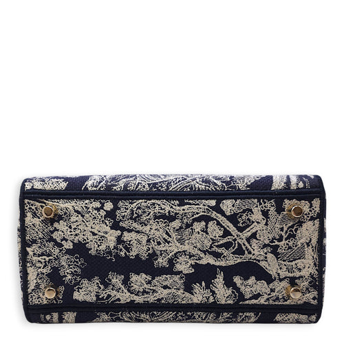 Lady Dior D- Lite Toile De Jouy Medium Blue Shoulder Bag in Canvas, Gold hardware