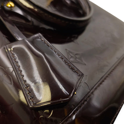 Alma BB Amarante Shoulder Bag in Monogram Vernis Leather, Gold hardware