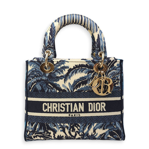Lady Dior  Medium Blue Shoulder Bag in Canvas Gold hardware CL2511-16932 1