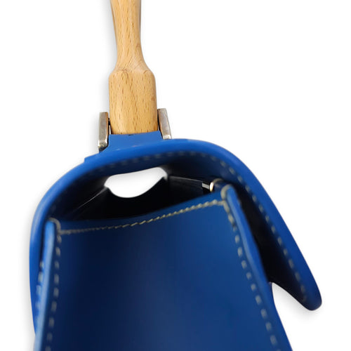 Saigon PM Blue Shoulder Bag in Canvas, Silver hardware