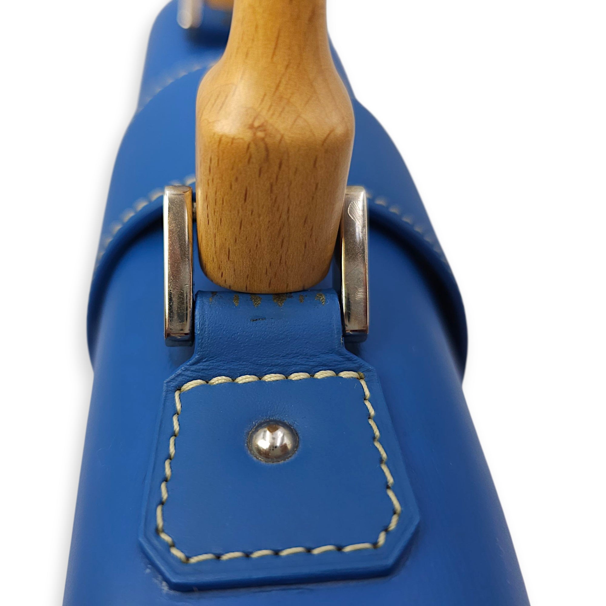 Saigon PM Blue Shoulder Bag in Canvas, Silver hardware