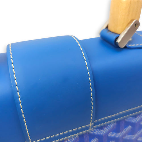 Saigon PM Blue Shoulder Bag in Canvas, Silver hardware