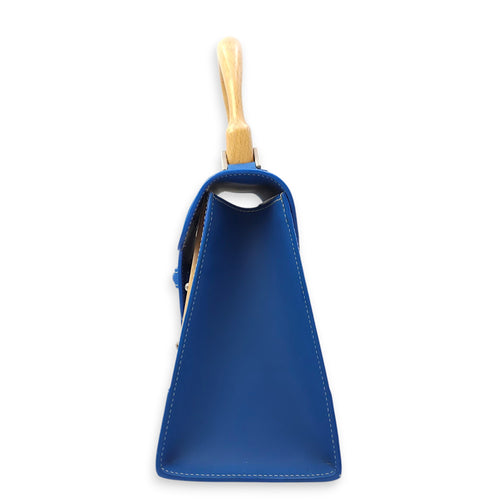 Saigon PM Blue Shoulder Bag in Canvas, Silver hardware