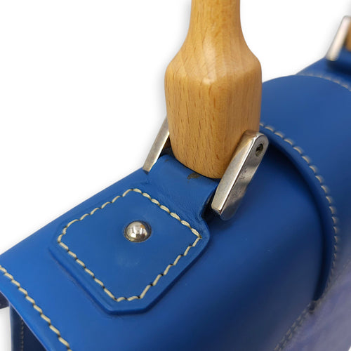 Saigon PM Blue Shoulder Bag in Canvas, Silver hardware